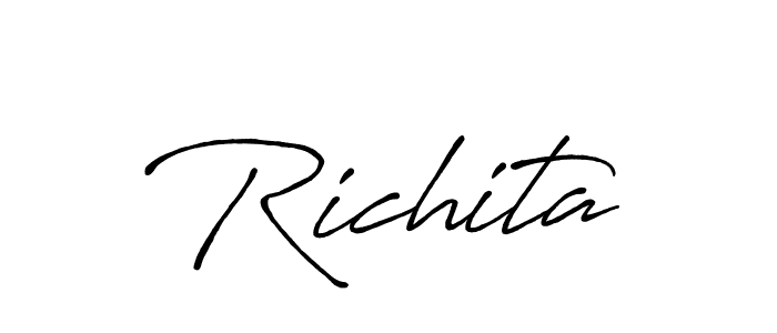Use a signature maker to create a handwritten signature online. With this signature software, you can design (Antro_Vectra_Bolder) your own signature for name Richita. Richita signature style 7 images and pictures png