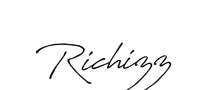 You should practise on your own different ways (Antro_Vectra_Bolder) to write your name (Richizz) in signature. don't let someone else do it for you. Richizz signature style 7 images and pictures png