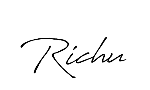 Create a beautiful signature design for name Richu. With this signature (Antro_Vectra_Bolder) fonts, you can make a handwritten signature for free. Richu signature style 7 images and pictures png