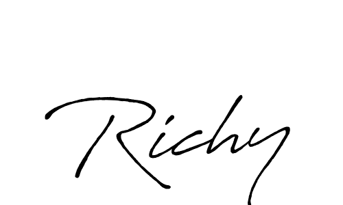 How to make Richy signature? Antro_Vectra_Bolder is a professional autograph style. Create handwritten signature for Richy name. Richy signature style 7 images and pictures png