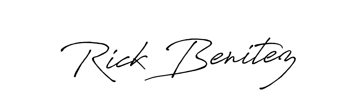 How to make Rick Benitez name signature. Use Antro_Vectra_Bolder style for creating short signs online. This is the latest handwritten sign. Rick Benitez signature style 7 images and pictures png