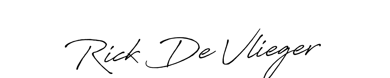 Create a beautiful signature design for name Rick De Vlieger. With this signature (Antro_Vectra_Bolder) fonts, you can make a handwritten signature for free. Rick De Vlieger signature style 7 images and pictures png