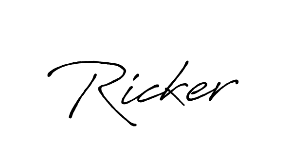 How to make Ricker name signature. Use Antro_Vectra_Bolder style for creating short signs online. This is the latest handwritten sign. Ricker signature style 7 images and pictures png