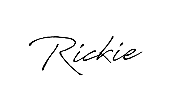 Make a beautiful signature design for name Rickie. With this signature (Antro_Vectra_Bolder) style, you can create a handwritten signature for free. Rickie signature style 7 images and pictures png