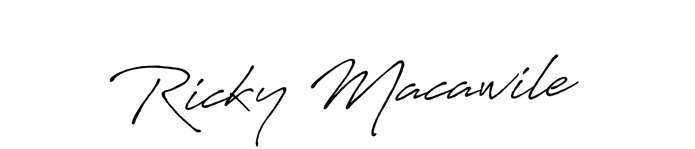 Create a beautiful signature design for name Ricky Macawile. With this signature (Antro_Vectra_Bolder) fonts, you can make a handwritten signature for free. Ricky Macawile signature style 7 images and pictures png