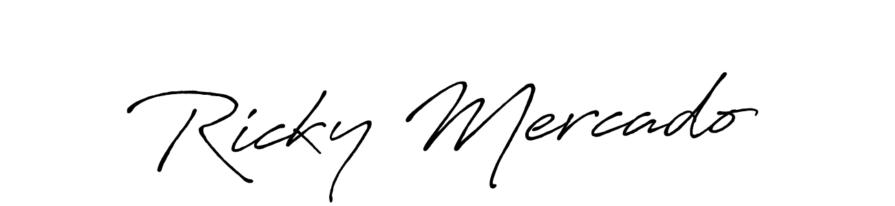 The best way (Antro_Vectra_Bolder) to make a short signature is to pick only two or three words in your name. The name Ricky Mercado include a total of six letters. For converting this name. Ricky Mercado signature style 7 images and pictures png