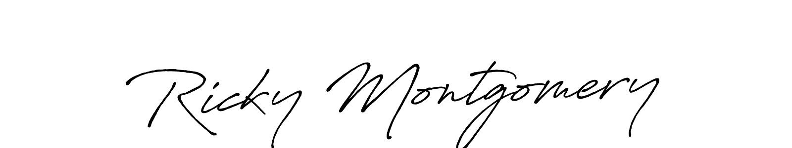 How to make Ricky Montgomery name signature. Use Antro_Vectra_Bolder style for creating short signs online. This is the latest handwritten sign. Ricky Montgomery signature style 7 images and pictures png