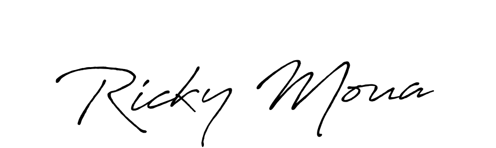 Make a beautiful signature design for name Ricky Moua. With this signature (Antro_Vectra_Bolder) style, you can create a handwritten signature for free. Ricky Moua signature style 7 images and pictures png