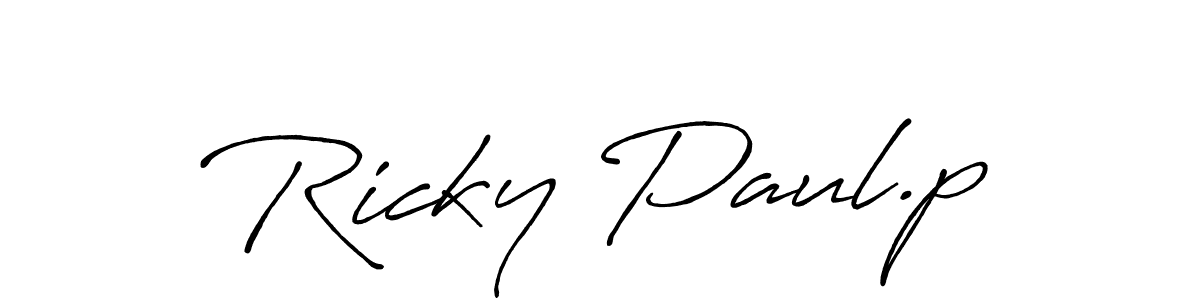 Similarly Antro_Vectra_Bolder is the best handwritten signature design. Signature creator online .You can use it as an online autograph creator for name Ricky Paul.p. Ricky Paul.p signature style 7 images and pictures png