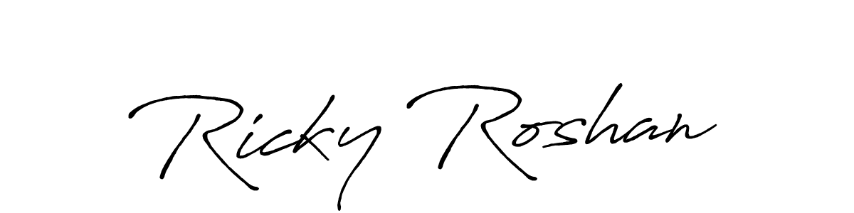 It looks lik you need a new signature style for name Ricky Roshan. Design unique handwritten (Antro_Vectra_Bolder) signature with our free signature maker in just a few clicks. Ricky Roshan signature style 7 images and pictures png