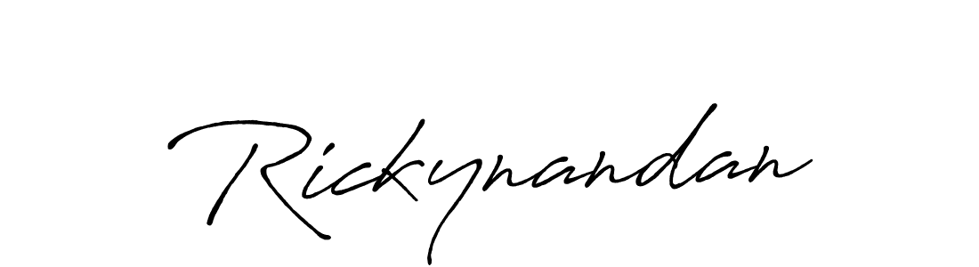 Use a signature maker to create a handwritten signature online. With this signature software, you can design (Antro_Vectra_Bolder) your own signature for name Rickynandan. Rickynandan signature style 7 images and pictures png