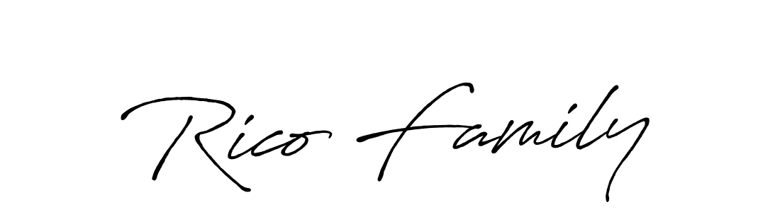 Use a signature maker to create a handwritten signature online. With this signature software, you can design (Antro_Vectra_Bolder) your own signature for name Rico Family. Rico Family signature style 7 images and pictures png