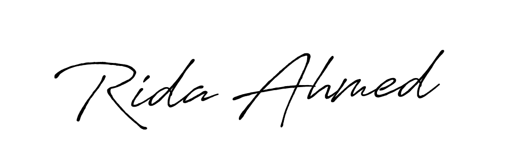 Make a beautiful signature design for name Rida Ahmed. With this signature (Antro_Vectra_Bolder) style, you can create a handwritten signature for free. Rida Ahmed signature style 7 images and pictures png