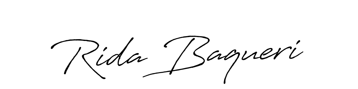 Use a signature maker to create a handwritten signature online. With this signature software, you can design (Antro_Vectra_Bolder) your own signature for name Rida Baqueri. Rida Baqueri signature style 7 images and pictures png