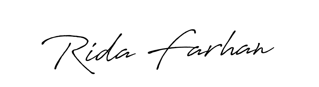 Create a beautiful signature design for name Rida Farhan. With this signature (Antro_Vectra_Bolder) fonts, you can make a handwritten signature for free. Rida Farhan signature style 7 images and pictures png