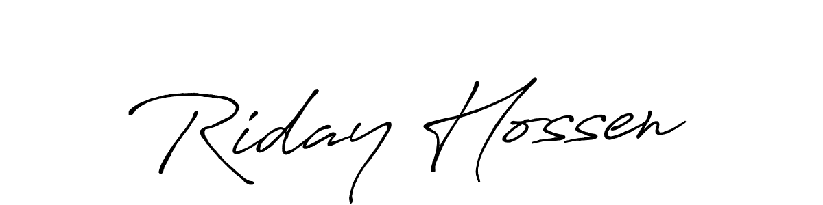 You should practise on your own different ways (Antro_Vectra_Bolder) to write your name (Riday Hossen) in signature. don't let someone else do it for you. Riday Hossen signature style 7 images and pictures png