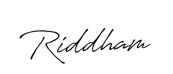 Riddham stylish signature style. Best Handwritten Sign (Antro_Vectra_Bolder) for my name. Handwritten Signature Collection Ideas for my name Riddham. Riddham signature style 7 images and pictures png