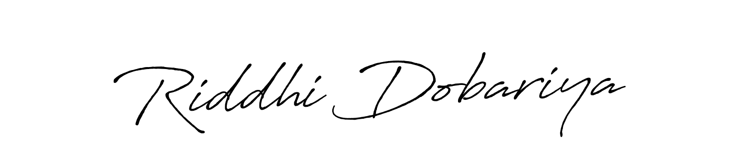 Make a beautiful signature design for name Riddhi Dobariya. With this signature (Antro_Vectra_Bolder) style, you can create a handwritten signature for free. Riddhi Dobariya signature style 7 images and pictures png