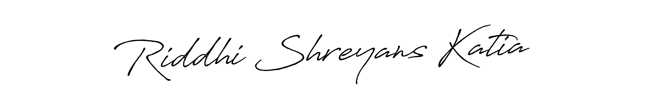 Make a beautiful signature design for name Riddhi Shreyans Katia. With this signature (Antro_Vectra_Bolder) style, you can create a handwritten signature for free. Riddhi Shreyans Katia signature style 7 images and pictures png