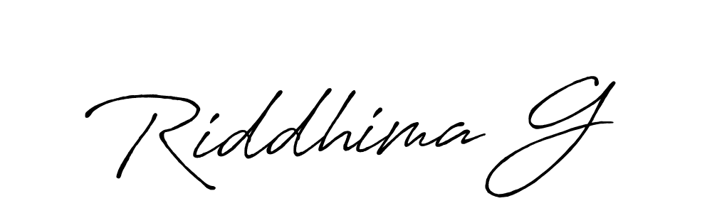 Also we have Riddhima G name is the best signature style. Create professional handwritten signature collection using Antro_Vectra_Bolder autograph style. Riddhima G signature style 7 images and pictures png