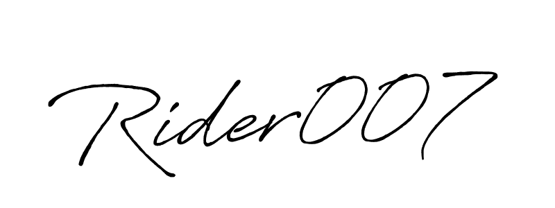 Use a signature maker to create a handwritten signature online. With this signature software, you can design (Antro_Vectra_Bolder) your own signature for name Rider007. Rider007 signature style 7 images and pictures png