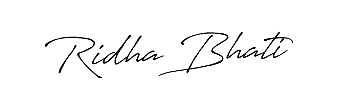 Use a signature maker to create a handwritten signature online. With this signature software, you can design (Antro_Vectra_Bolder) your own signature for name Ridha Bhati. Ridha Bhati signature style 7 images and pictures png