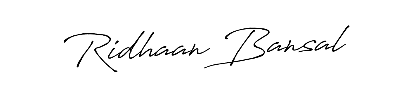 Make a beautiful signature design for name Ridhaan Bansal. With this signature (Antro_Vectra_Bolder) style, you can create a handwritten signature for free. Ridhaan Bansal signature style 7 images and pictures png