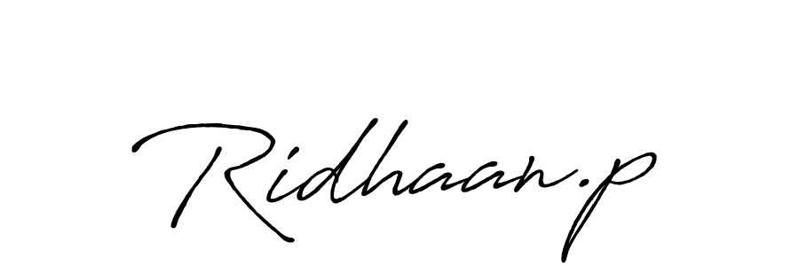 Design your own signature with our free online signature maker. With this signature software, you can create a handwritten (Antro_Vectra_Bolder) signature for name Ridhaan.p. Ridhaan.p signature style 7 images and pictures png