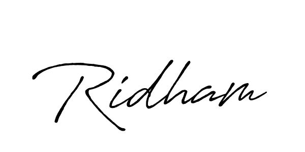 Ridham stylish signature style. Best Handwritten Sign (Antro_Vectra_Bolder) for my name. Handwritten Signature Collection Ideas for my name Ridham. Ridham signature style 7 images and pictures png