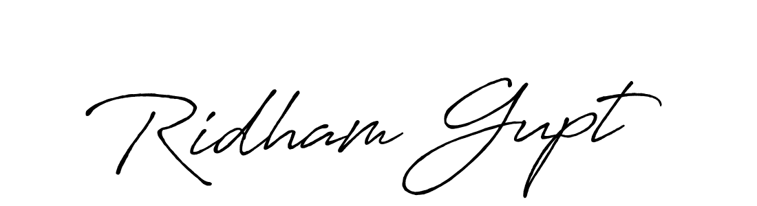 Ridham Gupt stylish signature style. Best Handwritten Sign (Antro_Vectra_Bolder) for my name. Handwritten Signature Collection Ideas for my name Ridham Gupt. Ridham Gupt signature style 7 images and pictures png