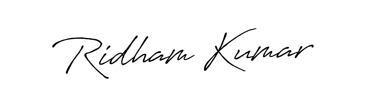 Create a beautiful signature design for name Ridham Kumar. With this signature (Antro_Vectra_Bolder) fonts, you can make a handwritten signature for free. Ridham Kumar signature style 7 images and pictures png