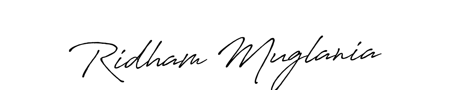 if you are searching for the best signature style for your name Ridham Muglania. so please give up your signature search. here we have designed multiple signature styles  using Antro_Vectra_Bolder. Ridham Muglania signature style 7 images and pictures png