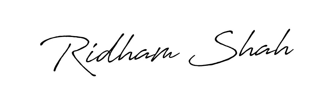 Antro_Vectra_Bolder is a professional signature style that is perfect for those who want to add a touch of class to their signature. It is also a great choice for those who want to make their signature more unique. Get Ridham Shah name to fancy signature for free. Ridham Shah signature style 7 images and pictures png