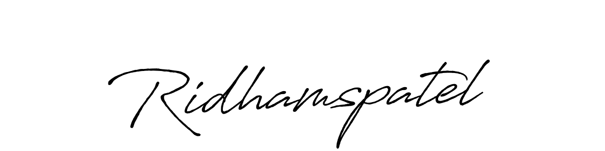 The best way (Antro_Vectra_Bolder) to make a short signature is to pick only two or three words in your name. The name Ridhamspatel include a total of six letters. For converting this name. Ridhamspatel signature style 7 images and pictures png