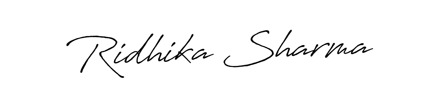 Make a beautiful signature design for name Ridhika Sharma. With this signature (Antro_Vectra_Bolder) style, you can create a handwritten signature for free. Ridhika Sharma signature style 7 images and pictures png