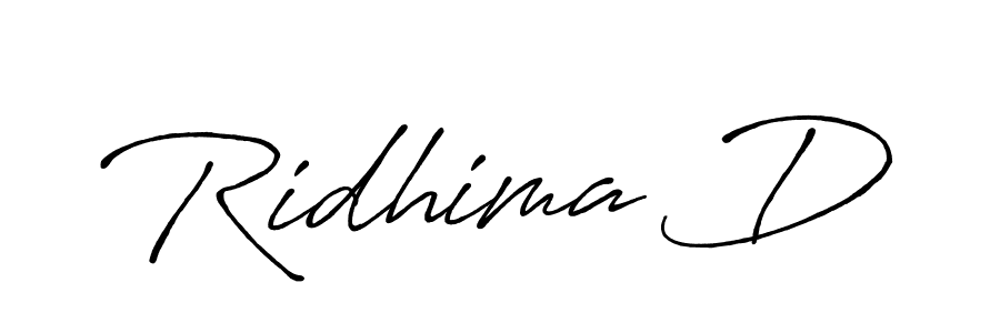 Also we have Ridhima D name is the best signature style. Create professional handwritten signature collection using Antro_Vectra_Bolder autograph style. Ridhima D signature style 7 images and pictures png