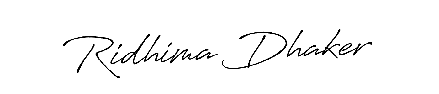 How to make Ridhima Dhaker name signature. Use Antro_Vectra_Bolder style for creating short signs online. This is the latest handwritten sign. Ridhima Dhaker signature style 7 images and pictures png