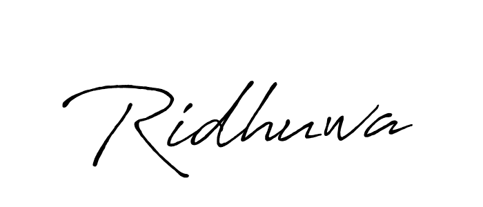 Use a signature maker to create a handwritten signature online. With this signature software, you can design (Antro_Vectra_Bolder) your own signature for name Ridhuwa. Ridhuwa signature style 7 images and pictures png