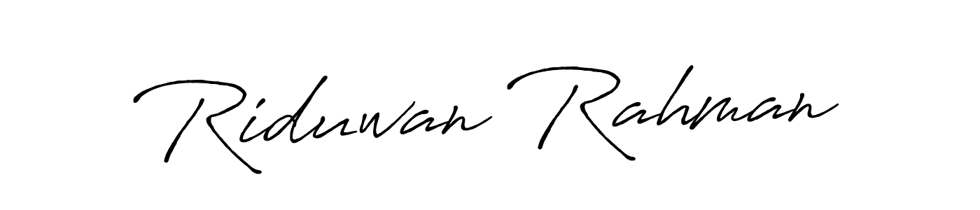 Make a beautiful signature design for name Riduwan Rahman. With this signature (Antro_Vectra_Bolder) style, you can create a handwritten signature for free. Riduwan Rahman signature style 7 images and pictures png