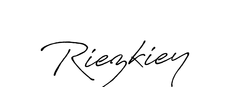 It looks lik you need a new signature style for name Riezkiey. Design unique handwritten (Antro_Vectra_Bolder) signature with our free signature maker in just a few clicks. Riezkiey signature style 7 images and pictures png