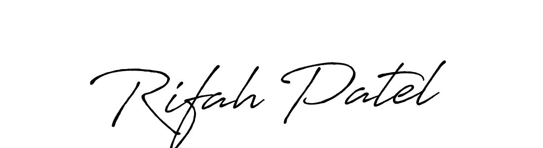 This is the best signature style for the Rifah Patel name. Also you like these signature font (Antro_Vectra_Bolder). Mix name signature. Rifah Patel signature style 7 images and pictures png