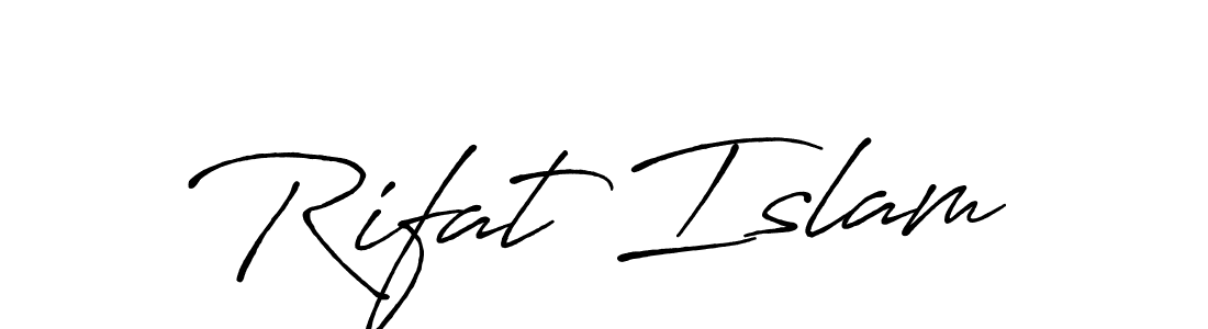 Use a signature maker to create a handwritten signature online. With this signature software, you can design (Antro_Vectra_Bolder) your own signature for name Rifat Islam. Rifat Islam signature style 7 images and pictures png