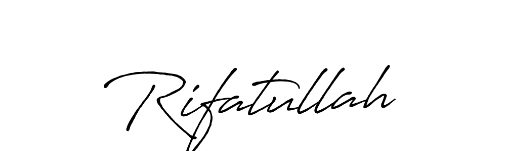 Design your own signature with our free online signature maker. With this signature software, you can create a handwritten (Antro_Vectra_Bolder) signature for name Rifatullah. Rifatullah signature style 7 images and pictures png