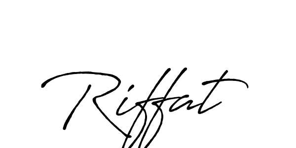 Design your own signature with our free online signature maker. With this signature software, you can create a handwritten (Antro_Vectra_Bolder) signature for name Riffat. Riffat signature style 7 images and pictures png