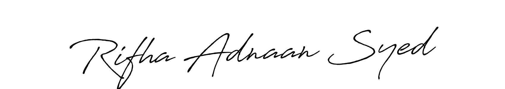 You should practise on your own different ways (Antro_Vectra_Bolder) to write your name (Rifha Adnaan Syed) in signature. don't let someone else do it for you. Rifha Adnaan Syed signature style 7 images and pictures png