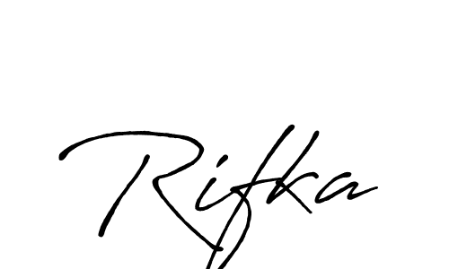 Also You can easily find your signature by using the search form. We will create Rifka name handwritten signature images for you free of cost using Antro_Vectra_Bolder sign style. Rifka signature style 7 images and pictures png