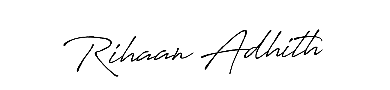 Create a beautiful signature design for name Rihaan Adhith. With this signature (Antro_Vectra_Bolder) fonts, you can make a handwritten signature for free. Rihaan Adhith signature style 7 images and pictures png