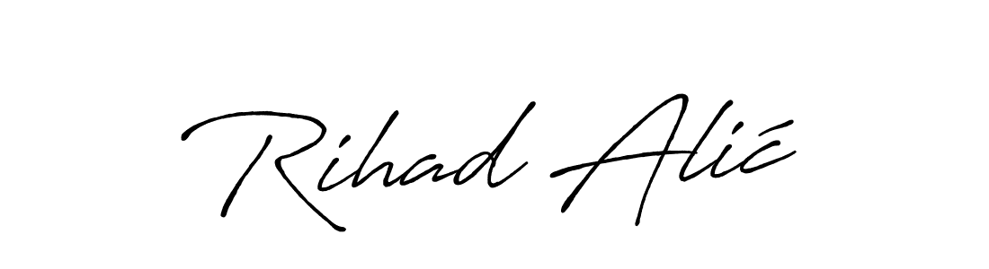 Use a signature maker to create a handwritten signature online. With this signature software, you can design (Antro_Vectra_Bolder) your own signature for name Rihad Alić. Rihad Alić signature style 7 images and pictures png