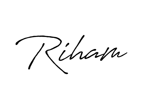 The best way (Antro_Vectra_Bolder) to make a short signature is to pick only two or three words in your name. The name Riham include a total of six letters. For converting this name. Riham signature style 7 images and pictures png