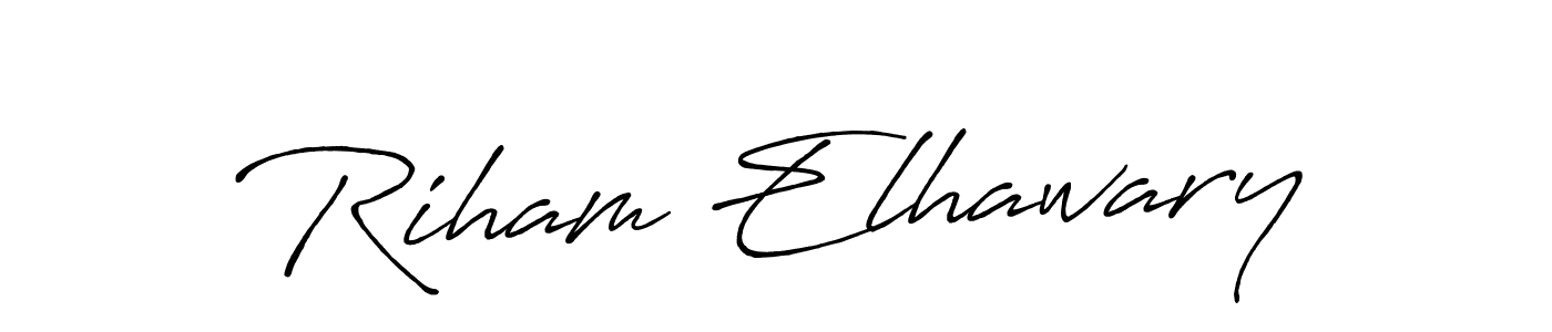 Design your own signature with our free online signature maker. With this signature software, you can create a handwritten (Antro_Vectra_Bolder) signature for name Riham Elhawary. Riham Elhawary signature style 7 images and pictures png